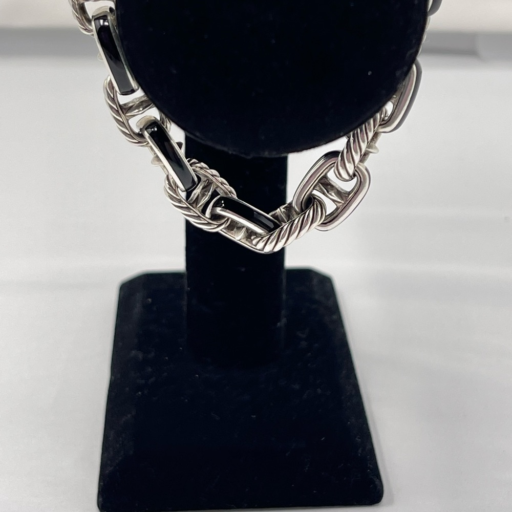 Authentic David Yurman Mens Link Bracelet with Black Onyx